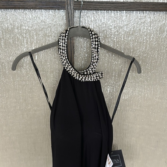 Mac Duggal HIGH SLIT HALTER GOWN W/ RHINESTONE ACCENTS $358 size 0 NEW - Picture 5 of 10